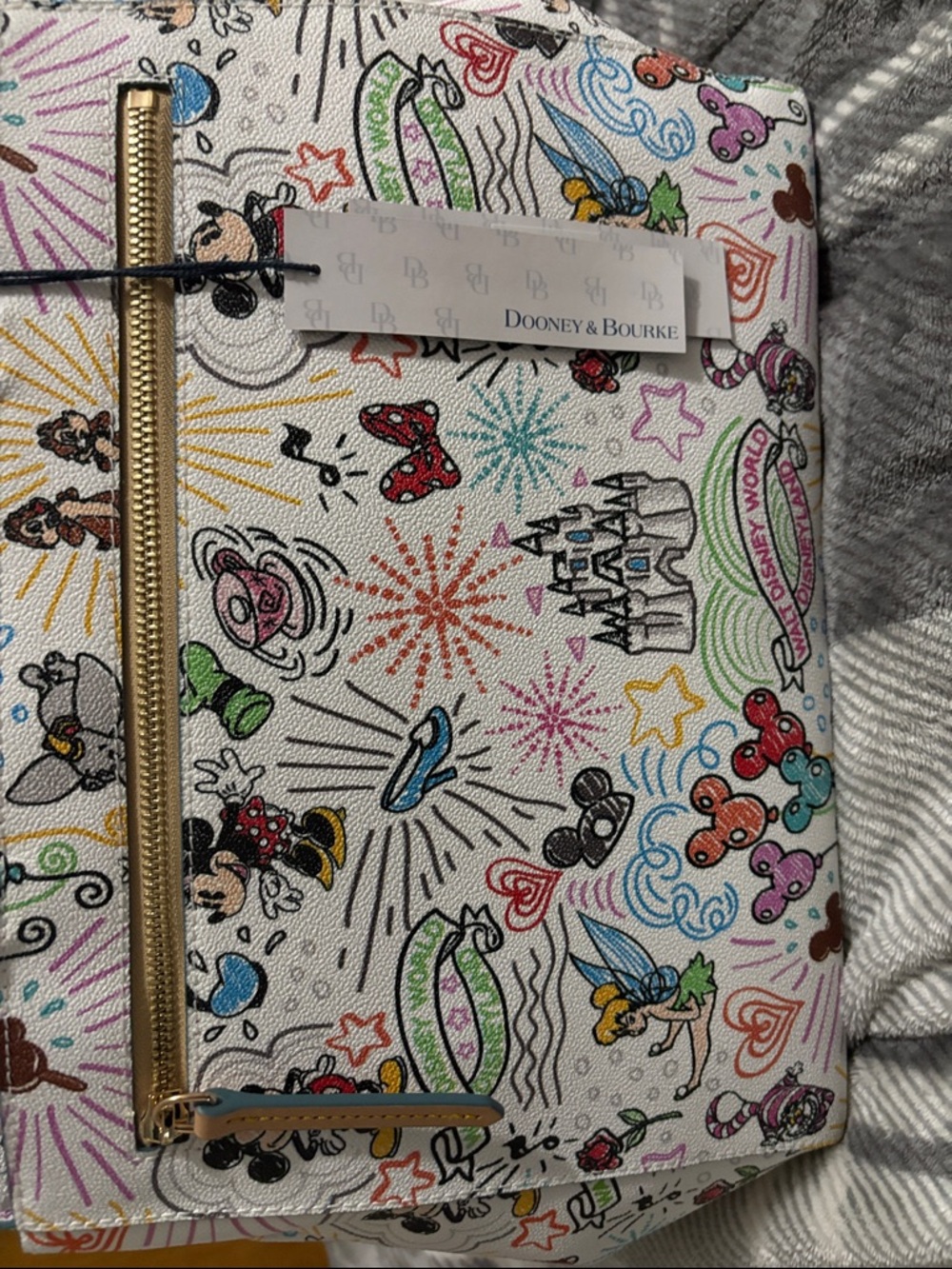 Dooney & Bourke White Multicolor Disney Sketch Print Satchel Bag - multi use - Picture 2 of 7